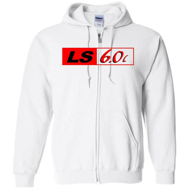 LS GM 6.0 Motor ZIP-UP Hoodie Sweatshirt - Aggressive Thread Diesel Truck T-Shirts